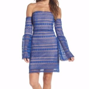 Foxiedox Off The Shoulder Lace Knit Sheath Dress Size L